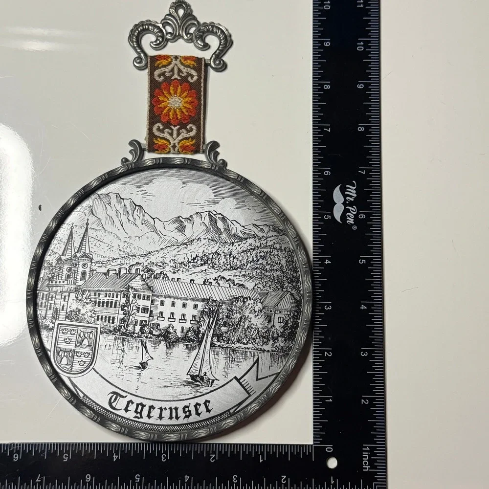 Vintage Decorative Wall Hanging Scenic Town Cityscape Embroidered Ribbon Germany